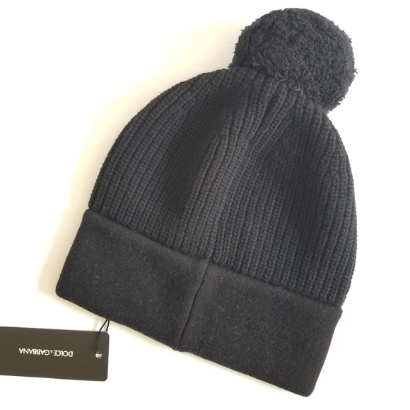 Dolce & Gabbana Logo Knitted Wool Beanie Black - Picture 2 of 5